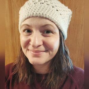 Hand knitted Cream Beanie Hat